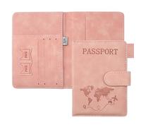 ILIYAH Protege Passeport Francais Pochette Passeport Voyage Technologie RFID étui Passeport étui Carte Bancaire Léger et Portable(Rose)
