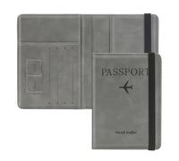ILIYAH Protege Passeport Francais Pochette Passeport Voyage Technologie RFID étui Passeport étui Carte Bancaire Léger et Portable(Gris)