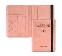 ILIYAH Protege Passeport Francais Pochette Passeport Voyage Technologie RFID étui Passeport étui Carte Bancaire Léger et Portable(Rose)