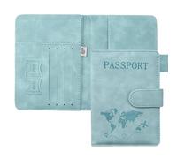 ILIYAH Protege Passeport Francais Pochette Passeport Voyage Technologie RFID étui Passeport étui Carte Bancaire Léger et Portable(Bleu)
