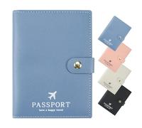 ILIYAH Protege Passeport Francais Voyage - Pochette Passeport Protection Multifonctionnelle Protège Passeports Fentes pour Cartes(Bleu)