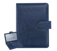 ILIYAH Protege Passeport Protection Voyage - Pochette Passeport avec Blocage RFID Protège-Passeports Portefeuille Passeport Etui pour Documents de Voyage(Bleu foncé)