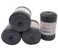 Ilkadim Export 1000 g de fil de coton pour macramé YarnArt, 4 x 250 g, longueur totale de 1000 m, fil à crochet, fil de cordon pour macramé (anthracite 758)