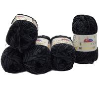 Ilkadim Export Himalaya Dolphin - 80311 - Lot de 5 pelotes de laine à tricoter pour bébé - 100 g - Couleur unie - 500 g au total - Super Bulky (noir - 80311)