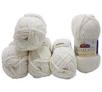 Ilkadim Lot de 5 pelotes de laine à tricoter Himalaya Dolphin - 100 g - 500 g - Super Bulky (blanc 80363)