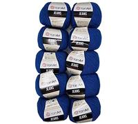 Ilkadim - YarnArt - Jeans - Lot de 10 pelotes de laine à tricoter - 50 g par pelote - 500 g au total - Avec 55 % de coton - Laine unie (bleu 17)