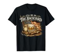 I'll Be in The Backyard Cigar and Bourbon Drapeau USA Vintage T-Shirt