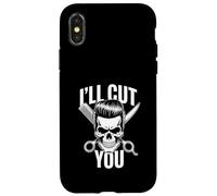 I'll Cut You Ciseaux de Coiffeur Crâne Peigne à Cheveux Coque pour iPhone X/XS