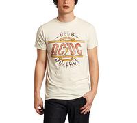 ill Rock Merch CA/DC High Voltage Distressed Fitted T-Shirt, Beige, S