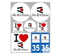 Ille Et Vilaine (8 Autocollants Variés) - Sticker/Autocollant