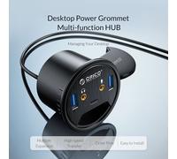 ¿illet de bureau DESK-2U1C HUB USB 3.0, Port Audio de Type A et type-c, séparateur à Dongle, adaptateur de montage de Table multifonction