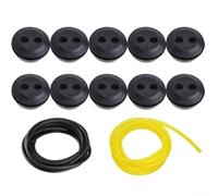 Œillet de réservoir de carburant solide à 2 trous en caoutchouc avec tuyaux de conduite de carburant jaune de 5 mm de diamètre extérieur et 3,5 mm de diamètre extérieur noir pour débroussailleuses