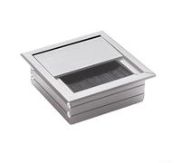 Œillet en alliage d'aluminium avec insert brosse pour gérer facilement les câbles d'alimentation et de données sur les bureaux de bureau ou à domicile (argenté)