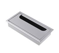 Œillets Œillet de bureau Cache-câble rectangulaire en alliage d'aluminium for bureau, table, câble, sortie, avec brosse noire(Silver,160x80mm)