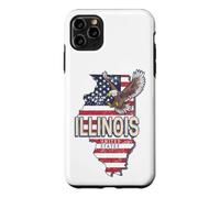 Illinois États-Unis Aigle Rétro Carte Vintage USA Souvenir Coque pour iPhone 11 Pro Max