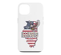 Illinois États-Unis Aigle Rétro Carte Vintage USA Souvenir Coque pour iPhone 13