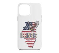Illinois États-Unis Aigle Rétro Carte Vintage USA Souvenir Coque pour iPhone 13 Pro Max