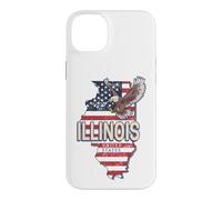Illinois États-Unis Aigle Rétro Carte Vintage USA Souvenir Coque pour iPhone 14 Plus