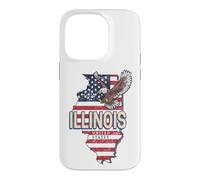 Illinois États-Unis Aigle Rétro Carte Vintage USA Souvenir Coque pour iPhone 14 Pro