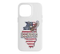 Illinois États-Unis Aigle Rétro Carte Vintage USA Souvenir Coque pour iPhone 14 Pro Max