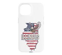 Illinois États-Unis Aigle Rétro Carte Vintage USA Souvenir Coque pour iPhone 15