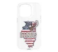Illinois États-Unis Aigle Rétro Carte Vintage USA Souvenir Coque pour iPhone 15 Pro