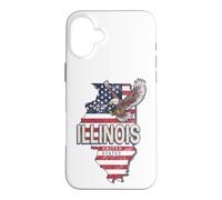 Illinois États-Unis Aigle Rétro Carte Vintage USA Souvenir Coque pour iPhone 16 Plus
