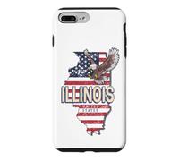 Illinois États-Unis Aigle Rétro Carte Vintage USA Souvenir Coque pour iPhone 7 Plus/8 Plus