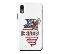 Illinois États-Unis Aigle Rétro Carte Vintage USA Souvenir Coque pour iPhone XR