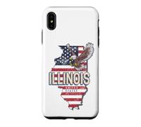 Illinois États-Unis Aigle Rétro Carte Vintage USA Souvenir Coque pour iPhone XS Max