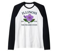 Illinois Flower State Devise souvenir de prairie Fierté de voyage Manche Raglan