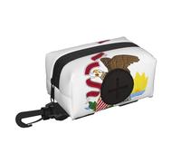 Illinois State Flag Pet Travel Waste Bag Sac de Rangement Pratique Convient pour Laisse Fermeture Éclair Facile à transporter lors de Voyages