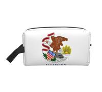Illinois State Flag Print Travel Makeup Portable Cosmetic Organizer Pouch Grande capacité Sac de rangement