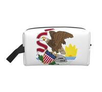Illinois State Flag Print Trousse de toilette de voyage légère Grande capacité Poche de rangement zippée Cosmétique, blanc, Taille unique