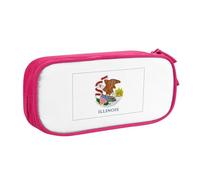 Illinois State Flag Sac de papeterie léger pour l'école, le bureau, les voyages, garçons et filles, rose, Taille unique, Ensemble cartable