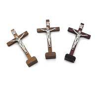 Illkjasfc 1 table en bois - Croix catholique avec support - Crucifix religieux chrétien debout - Église - Décoration de table