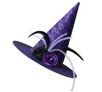 Illkjasfc Chapeau de sorcière cool avec voile et fleur en dentelle pour femmes, hommes, adolescents pour fête d'Halloween, voile, cosplay