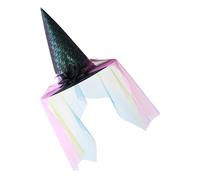 Illkjasfc Chapeau de sorcière cool avec voile et fleur en dentelle pour femmes, hommes, adolescents pour fête d'Halloween, voile, cosplay