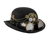 Illkjasfc Chapeau haut style punk victorien avec lunettes amovibles et détails d'équipement pour festival de musique et spectacles sur scène Steampunk