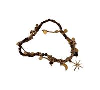 Illkjasfc Double couche de perles avec pendentif en forme de fleur - Bijou vintage pour les amateurs de mode, taille unique, Comme décrit