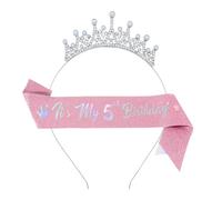 Illkjasfc Ensemble bandeau et écharpe de princesse pour filles avec tailles réglables de 3 à 10 ans - Accessoires de fête pour occasions spéciales - Ensemble bandeau d'anniversaire pour filles