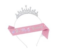 Illkjasfc Ensemble bandeau et écharpe de princesse pour filles avec tailles réglables de 3 à 10 ans - Accessoires de fête pour occasions spéciales - Ensemble bandeau d'anniversaire pour filles