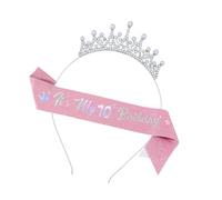 Illkjasfc Ensemble bandeau et écharpe de princesse pour filles avec tailles réglables de 3 à 10 ans - Accessoires de fête pour occasions spéciales - Ensemble bandeau d'anniversaire pour filles