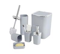 Illkjasfc Ensemble complet de 6 pièces pour salle de bain avec porte-brosse à dents, distributeur de savon liquide pour les mains, gobelet, poubelle, distributeur de savon et porte-brosse à dents