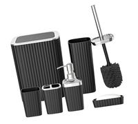 Illkjasfc Ensemble complet de 6 pièces pour salle de bain avec porte-brosse à dents, distributeur de savon liquide pour les mains, gobelet, poubelle, distributeur de savon et porte-brosse à dents