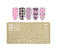 Illkjasfc Gabarit de manucure rectangulaire professionnel en acier inoxydable avec motifs papillons floraux pour nail art élégant pour salon et maison