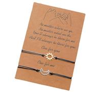 Illkjasfc Lot de 2 bracelets de couple soleil et lune symbolisant l'amour éternel avec design noir pour couple d'expression romantique