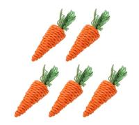 Illkjasfc Lot de 5 jouets à mâcher naturels traités pour le foin - Jouet carrot pour lapins, chinchillas, hamsters, cochons d'Inde