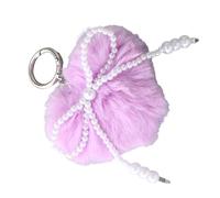 Illkjasfc Porte-clés en fausse fourrure avec pompons en forme de balle de pompon, pour sac à main, sac à main, accessoire de sac à dos, cadeau pour femme, anneaux de voiture, violet