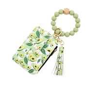 Illkjasfc Porte-clés fin avec dragonne, porte-carte de crédit, anneau pour femme et fille, cadeau pour femme, avocado